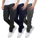 Black & Navy & Grey 30 3-Pack Men's Flex-Stretch Cotton Cargo Pants, 31-Inch Inseam - Comfortable and Durable